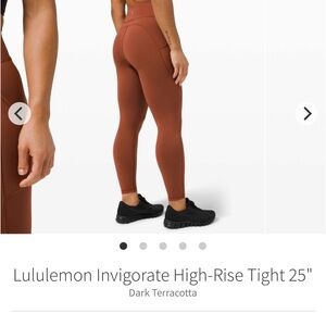 Lululemon Invigorate High-Rise Tights 25” Dark Terracotta Size 14